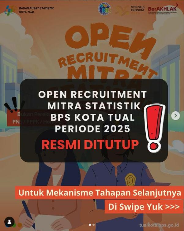 Rekrutmen Mitra Statistik BPS Kota Tual resmi ditutup